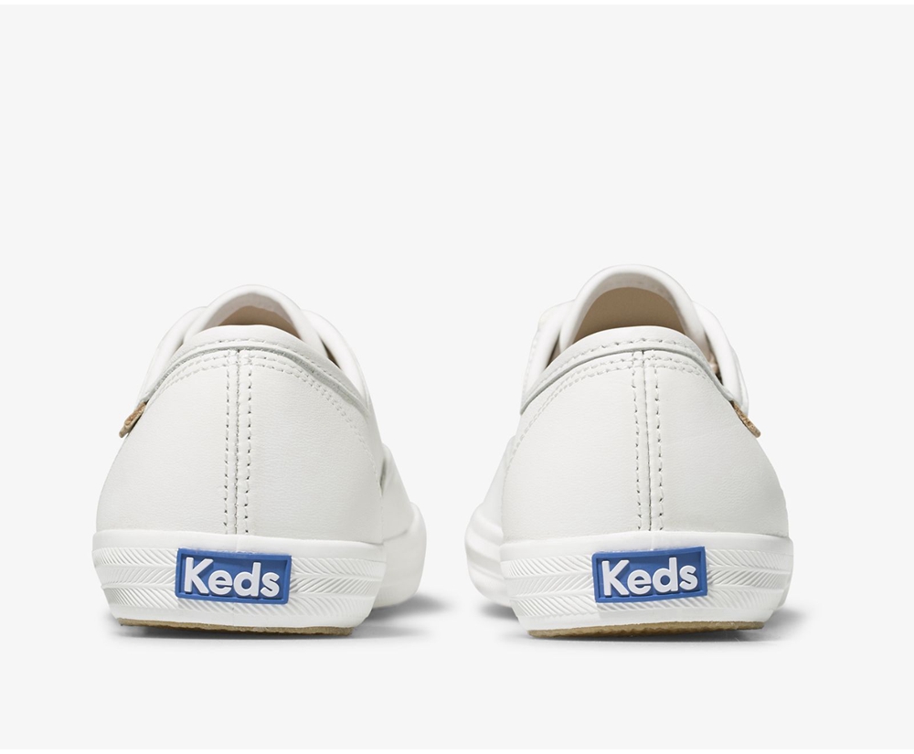 Πανινα Παπουτσια Γυναικεια - Keds Champion Luxe Δερματινα - Λευκα - BWNAD4916